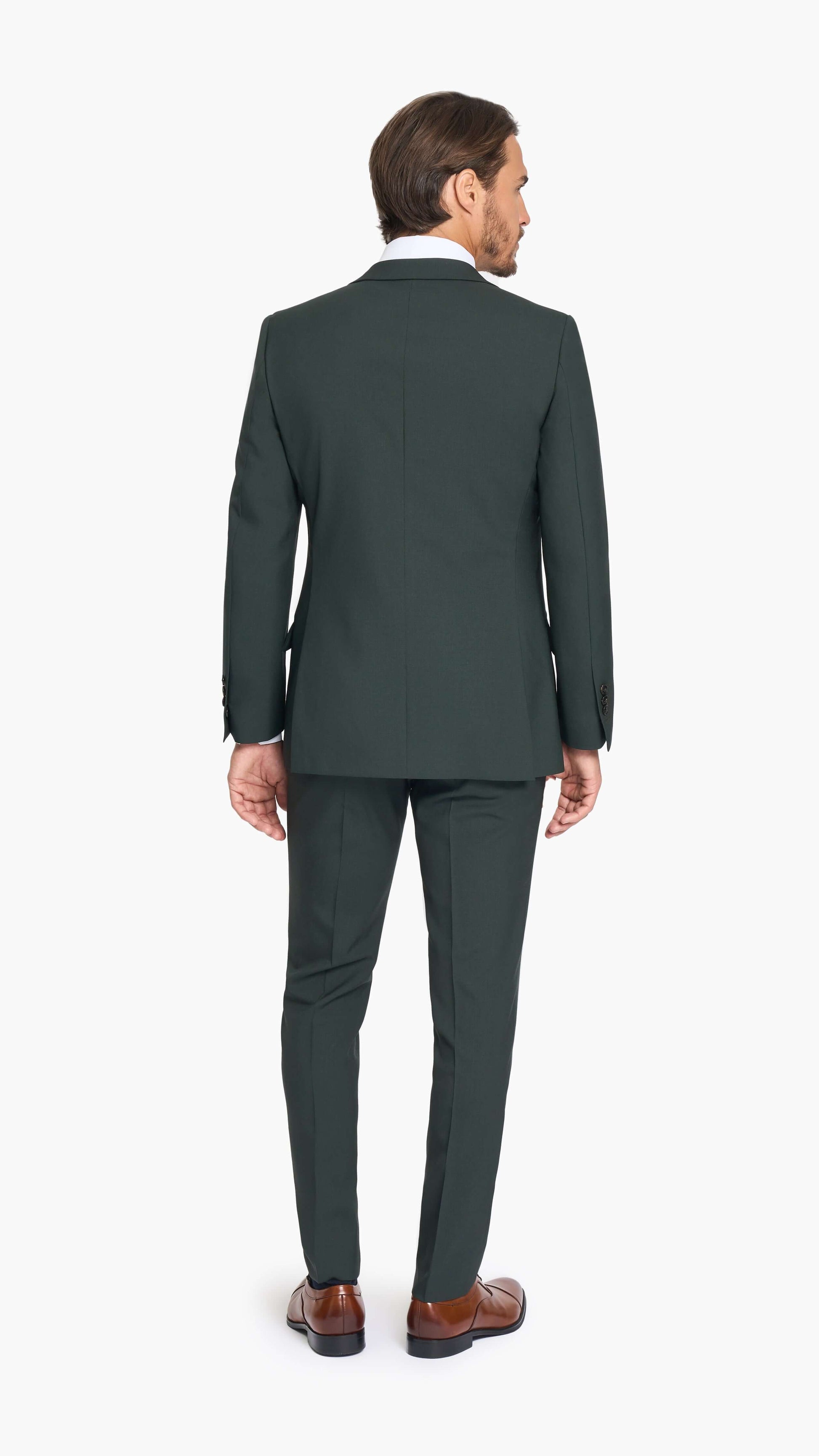 Scabal Dark Green Plain Weave Custom Suit