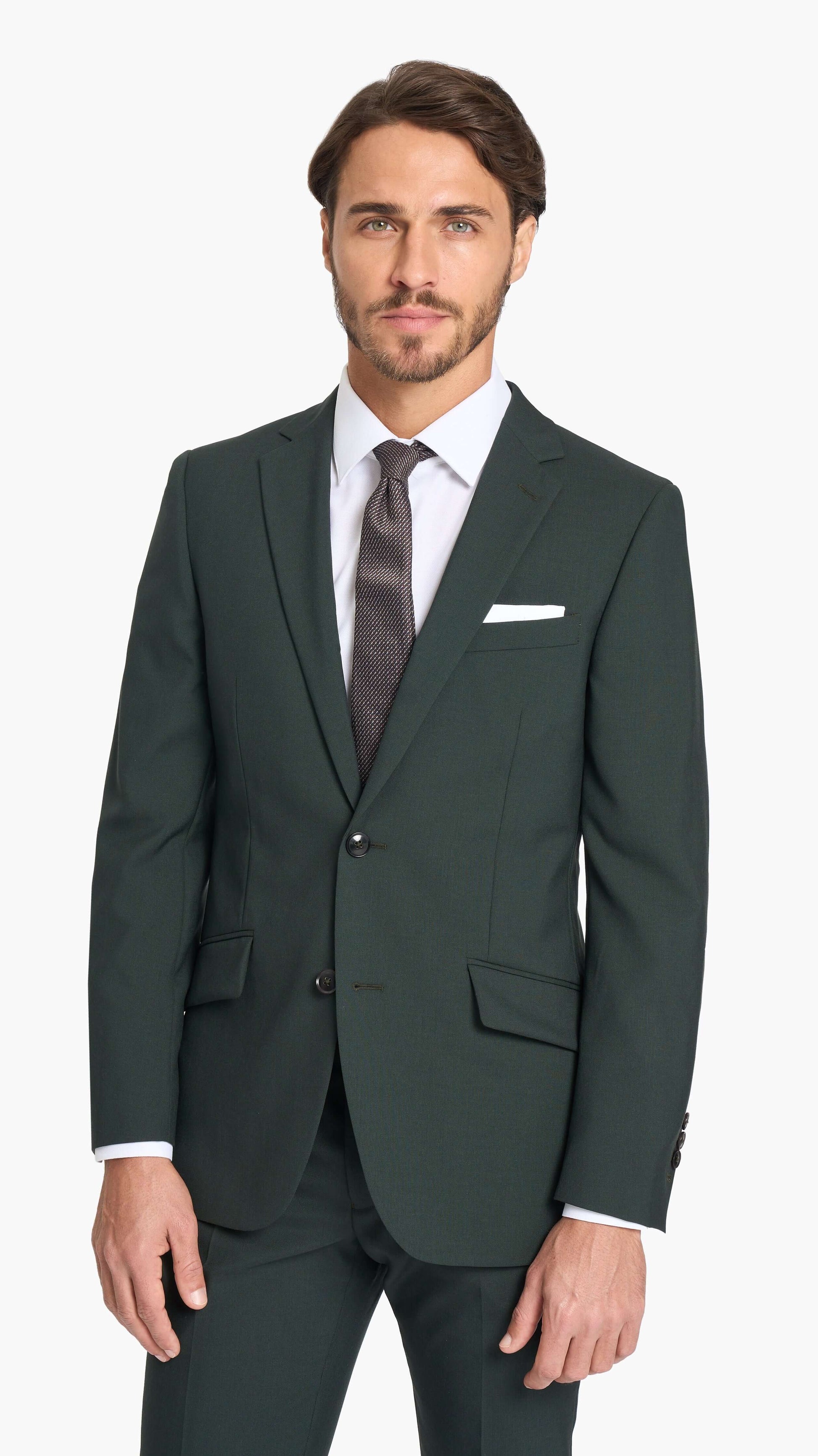 Scabal Dark Green Plain Weave Custom Suit