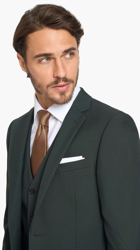 Scabal Dark Green Plain Weave Custom Suit