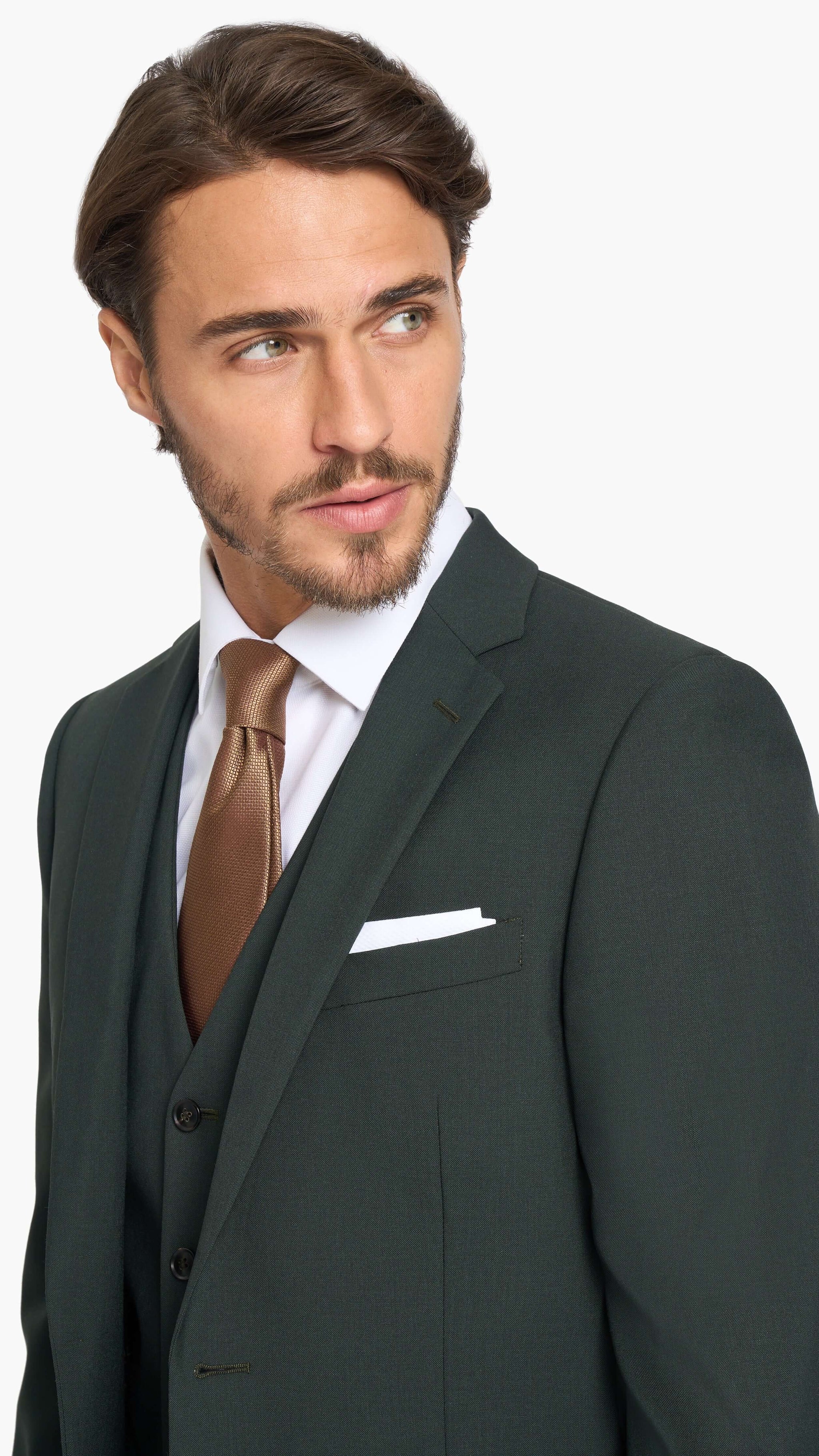 Scabal Dark Green Plain Weave Custom Suit Edit Suits Co.