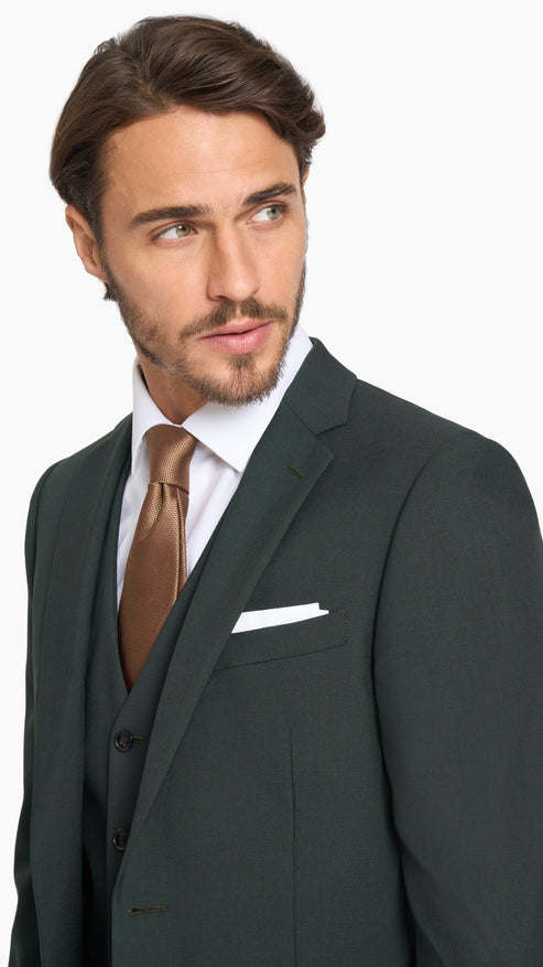 Scabal Dark Green Plain Weave Custom Suit