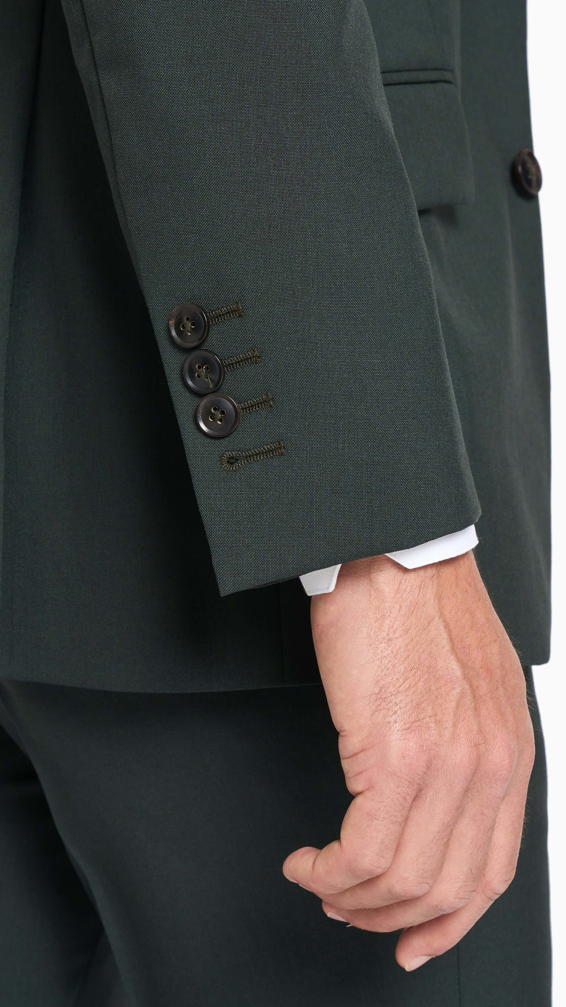 Scabal Dark Green Plain Weave Custom Suit