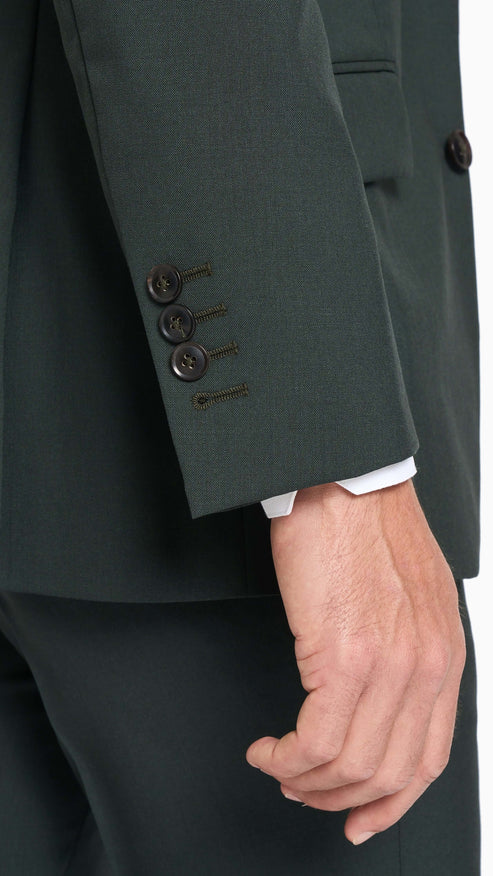 Scabal Dark Green Plain Weave Custom Suit