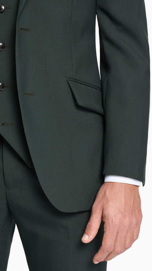 Scabal Dark Green Plain Weave Custom Suit