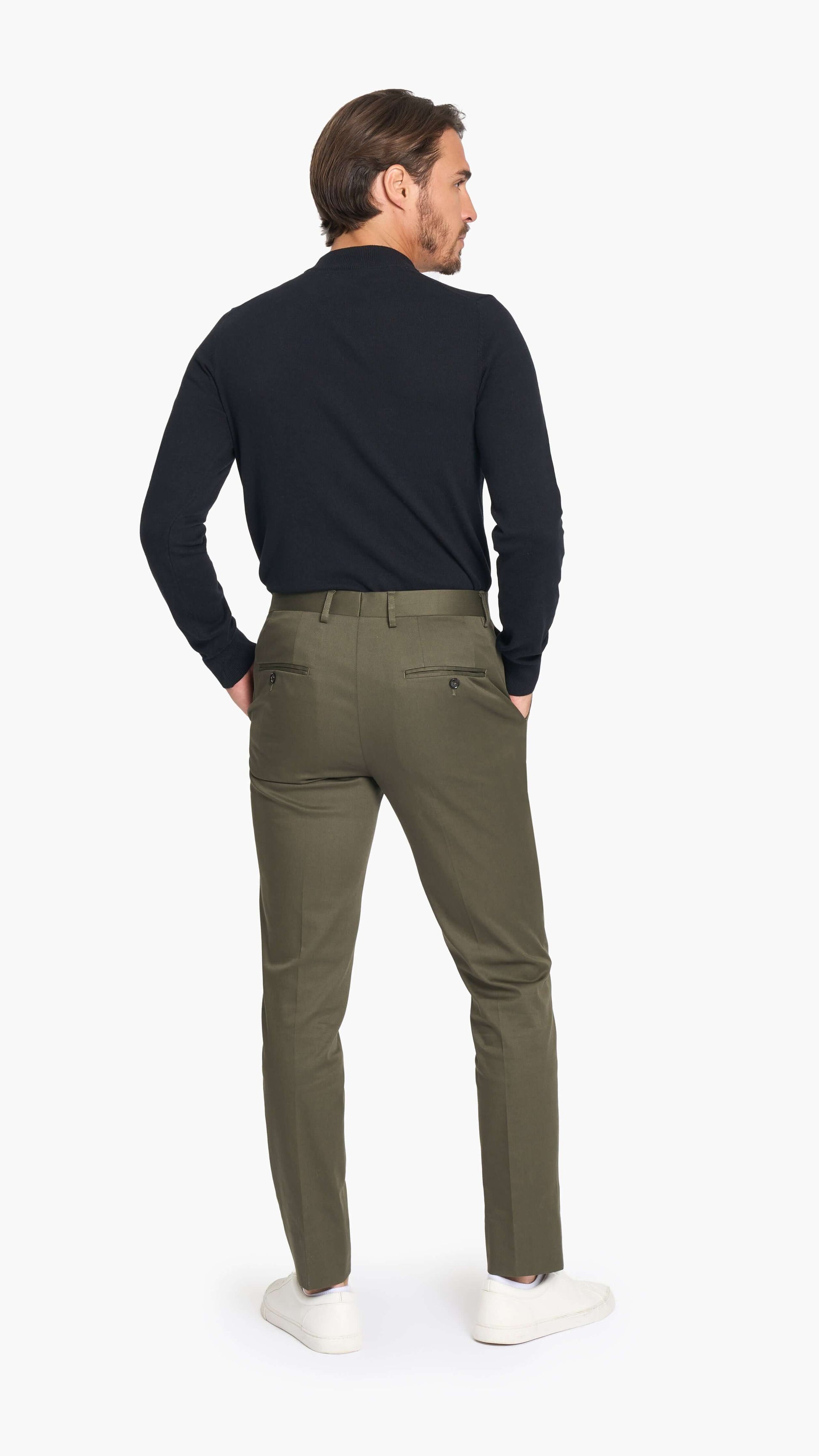 Holland & Sherry Dark Olive Twill Cotton Custom Suit