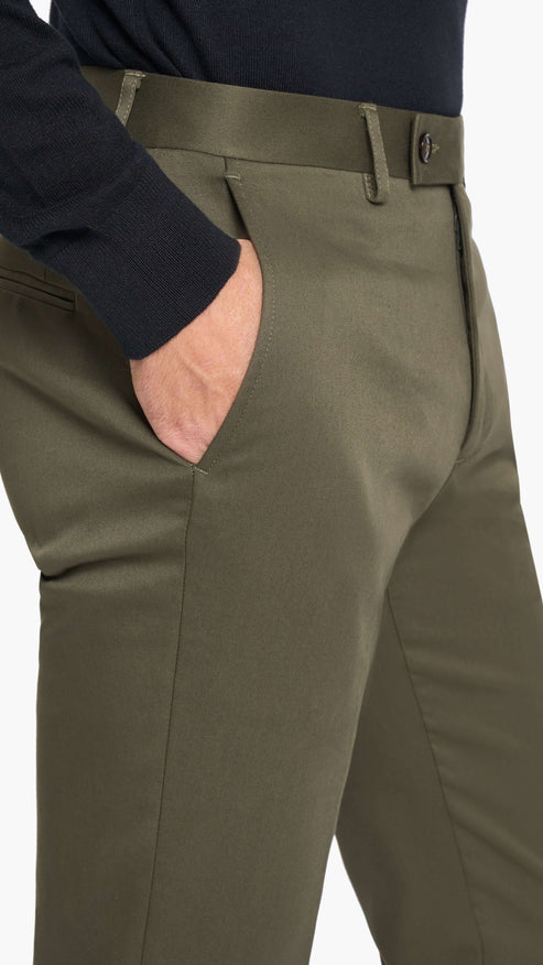 Holland & Sherry Dark Olive Twill Cotton Custom Suit