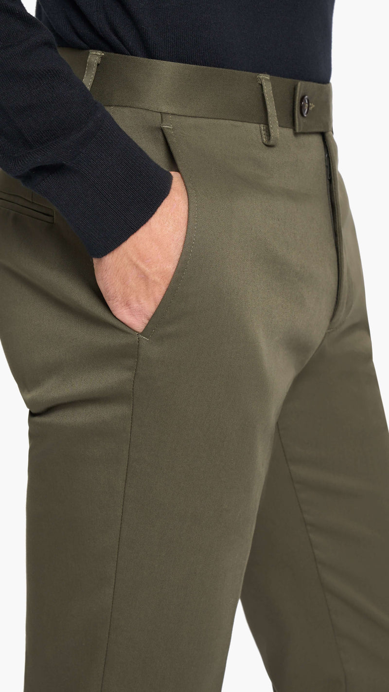 Holland & Sherry Dark Olive Twill Cotton Custom Suit