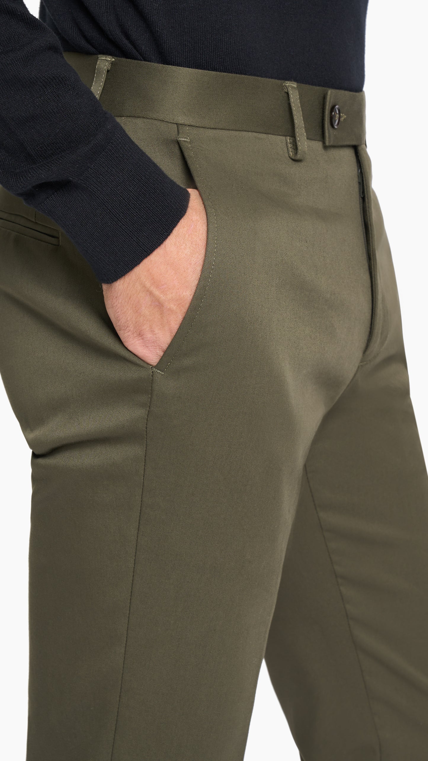 Dark Olive Twill Cotton Suit