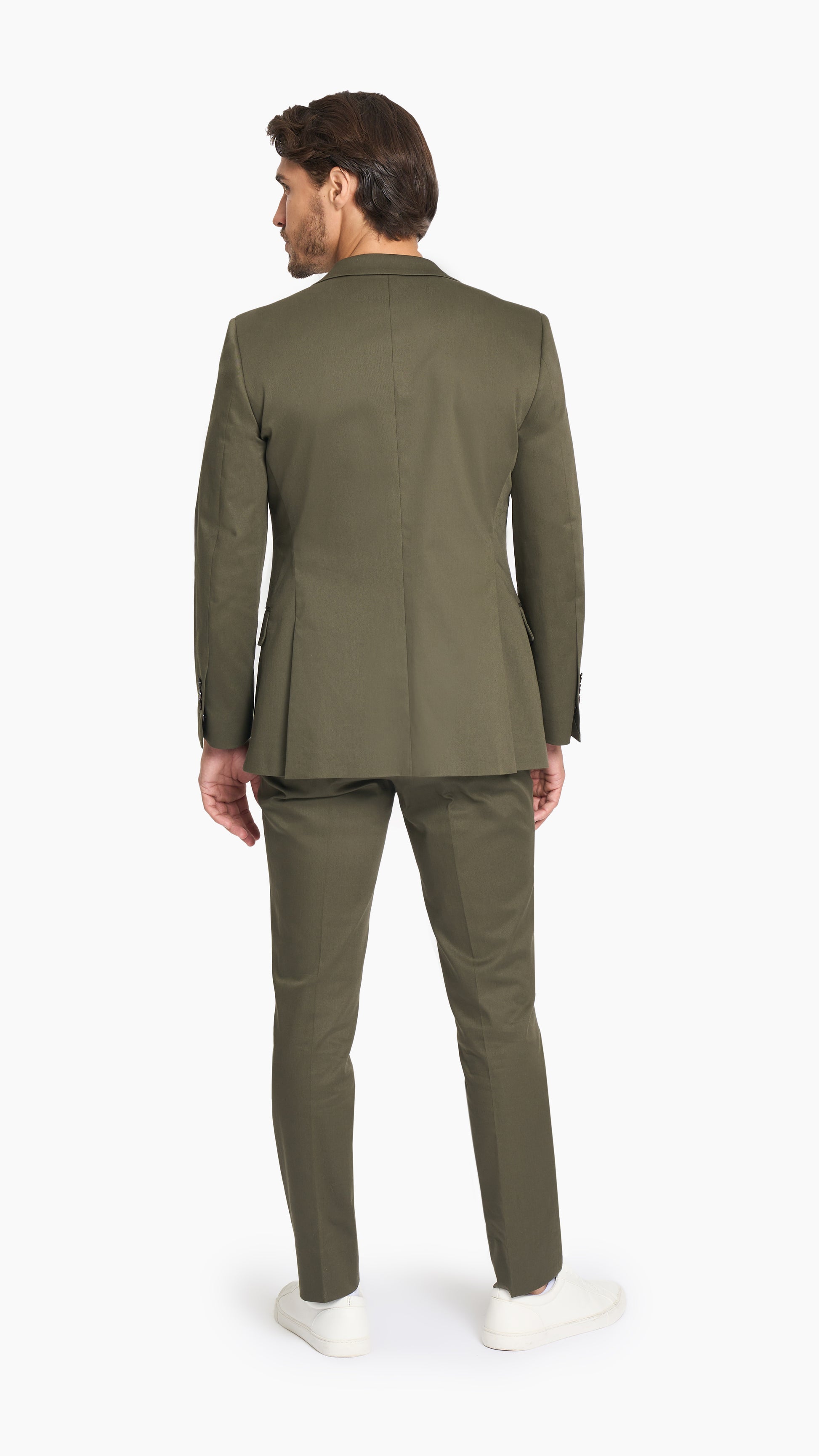 Dark Olive Twill Cotton Suit