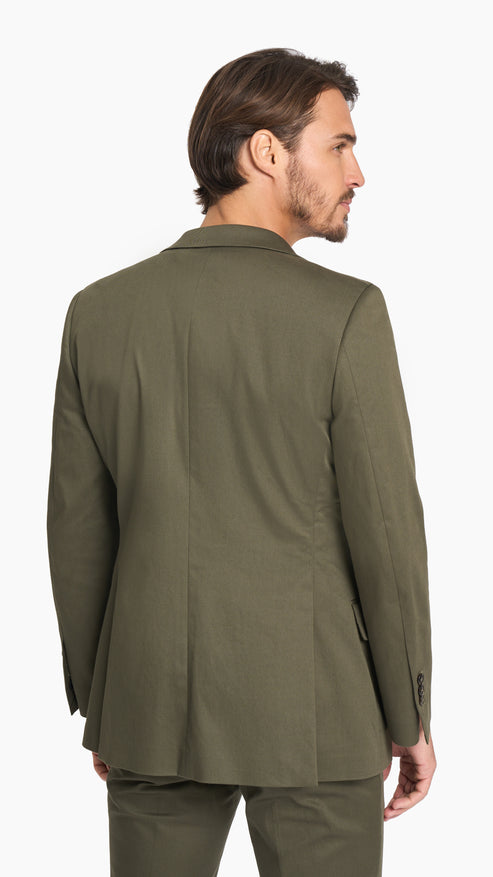 Dark Olive Twill Cotton Suit