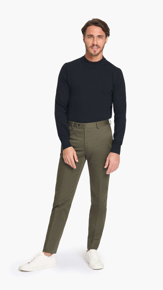 Holland & Sherry Dark Olive Twill Cotton Custom Trouser