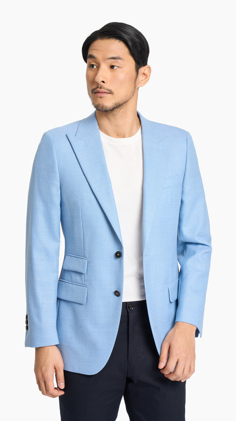 Scabal Sky Blue Hopsack Custom Jacket