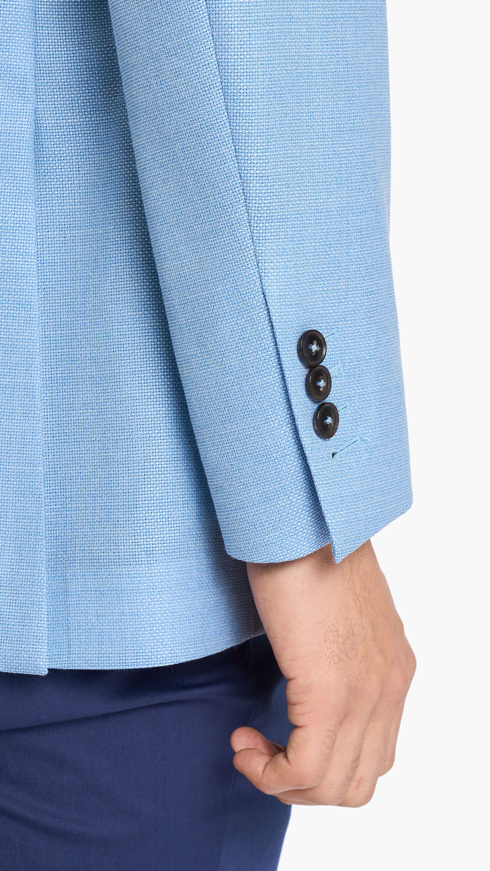 Scabal Sky Blue Hopsack Custom Jacket
