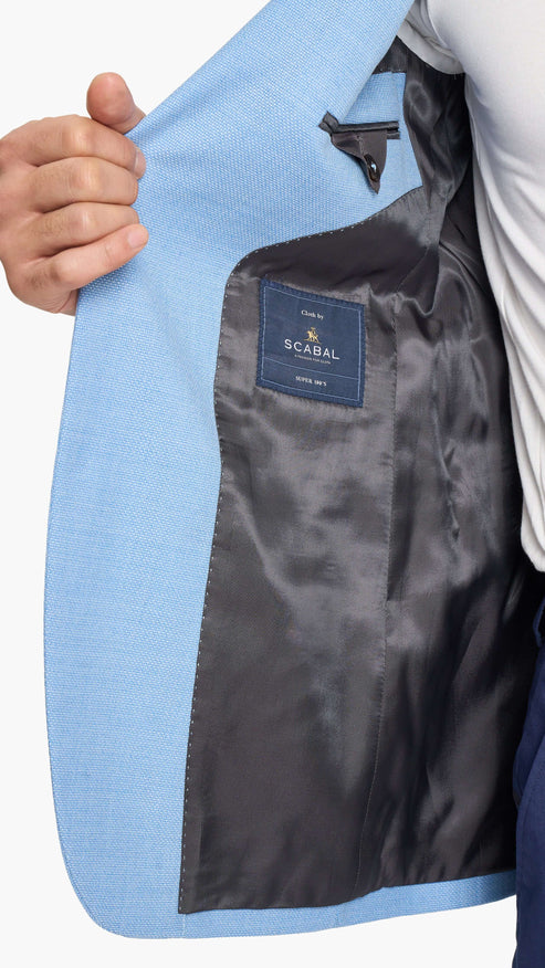 Scabal Sky Blue Hopsack Custom Jacket