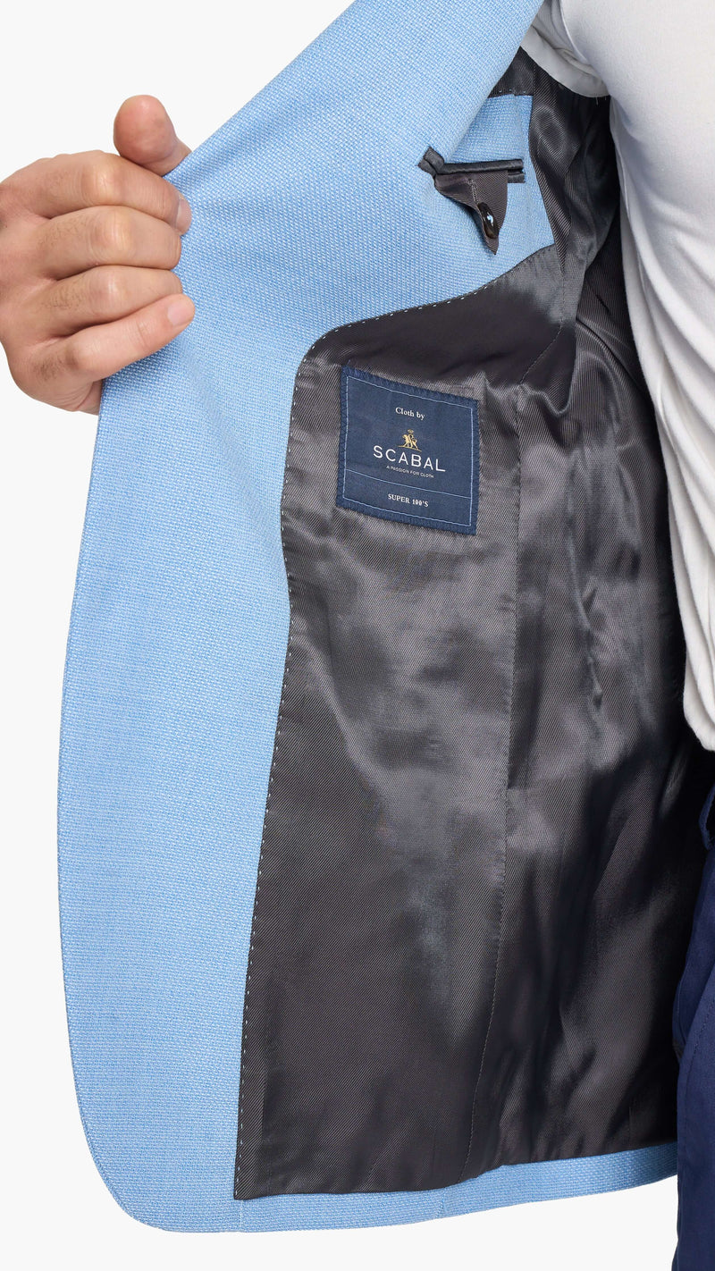 Scabal Sky Blue Hopsack Custom Jacket