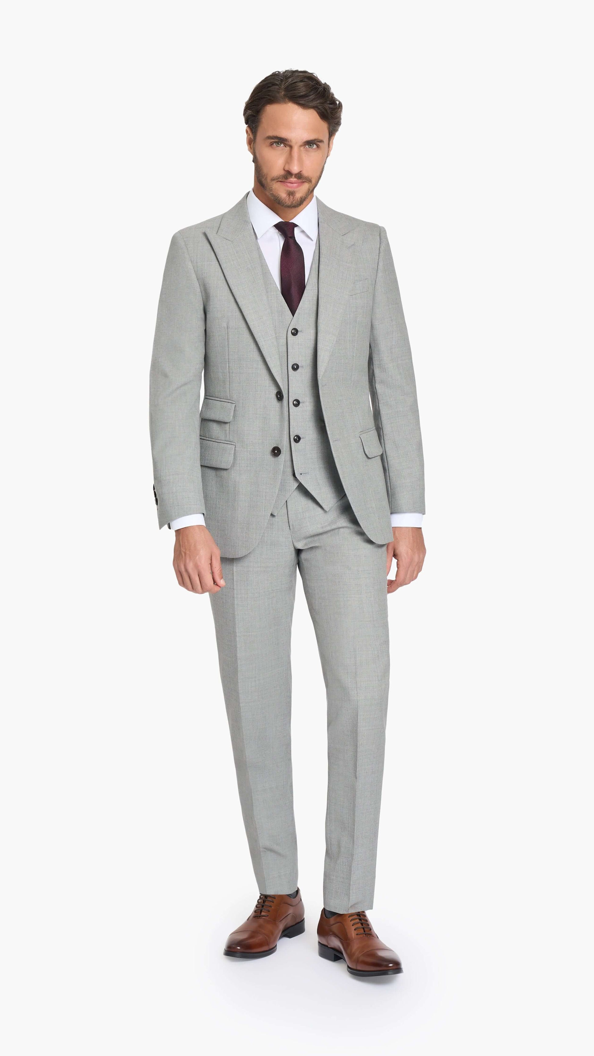 Holland & Sherry Light Grey Hopsack Custom Suit
