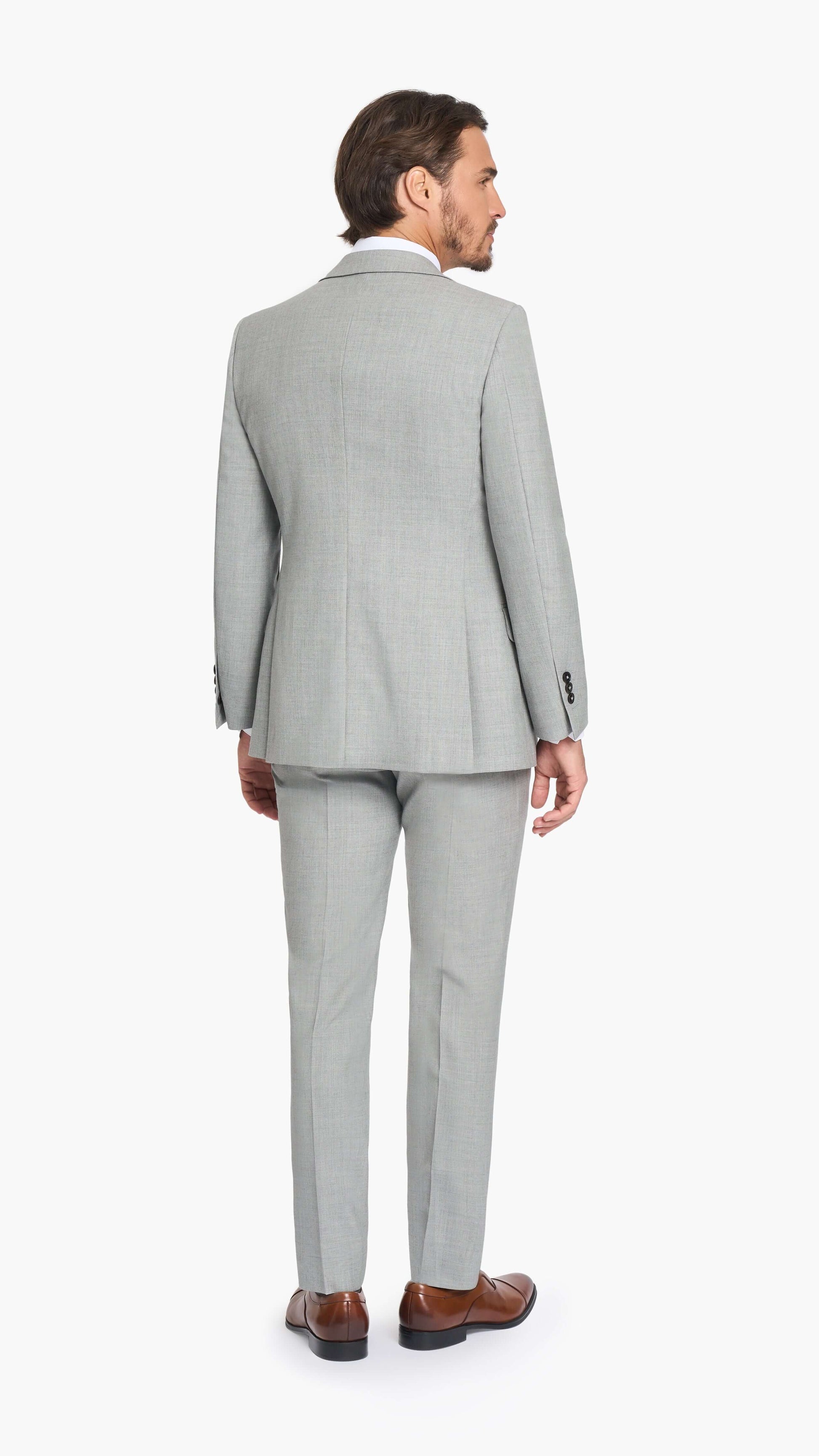Holland & Sherry Light Grey Hopsack Custom Suit