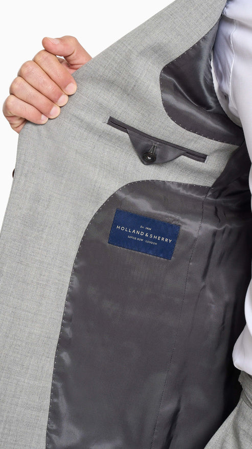 Holland & Sherry Light Grey Hopsack Custom Suit