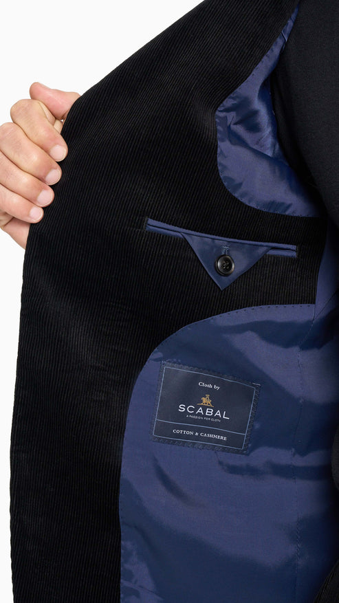 Scabal Black Corduroy Custom Suit