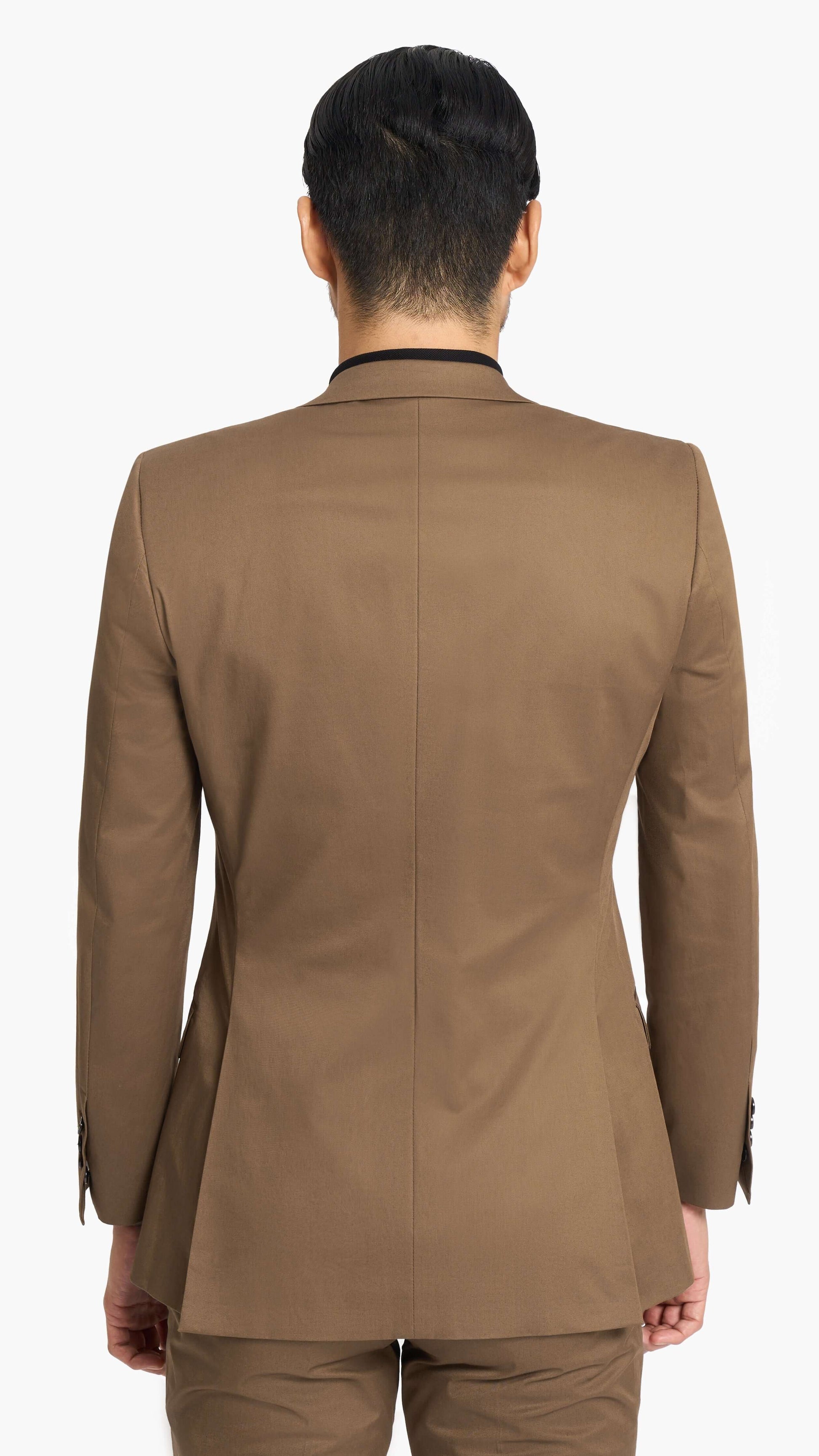 Holland & Sherry Dark Tan Twill Cotton Custom Suit