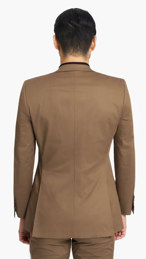 Holland & Sherry Dark Tan Twill Cotton Custom Suit