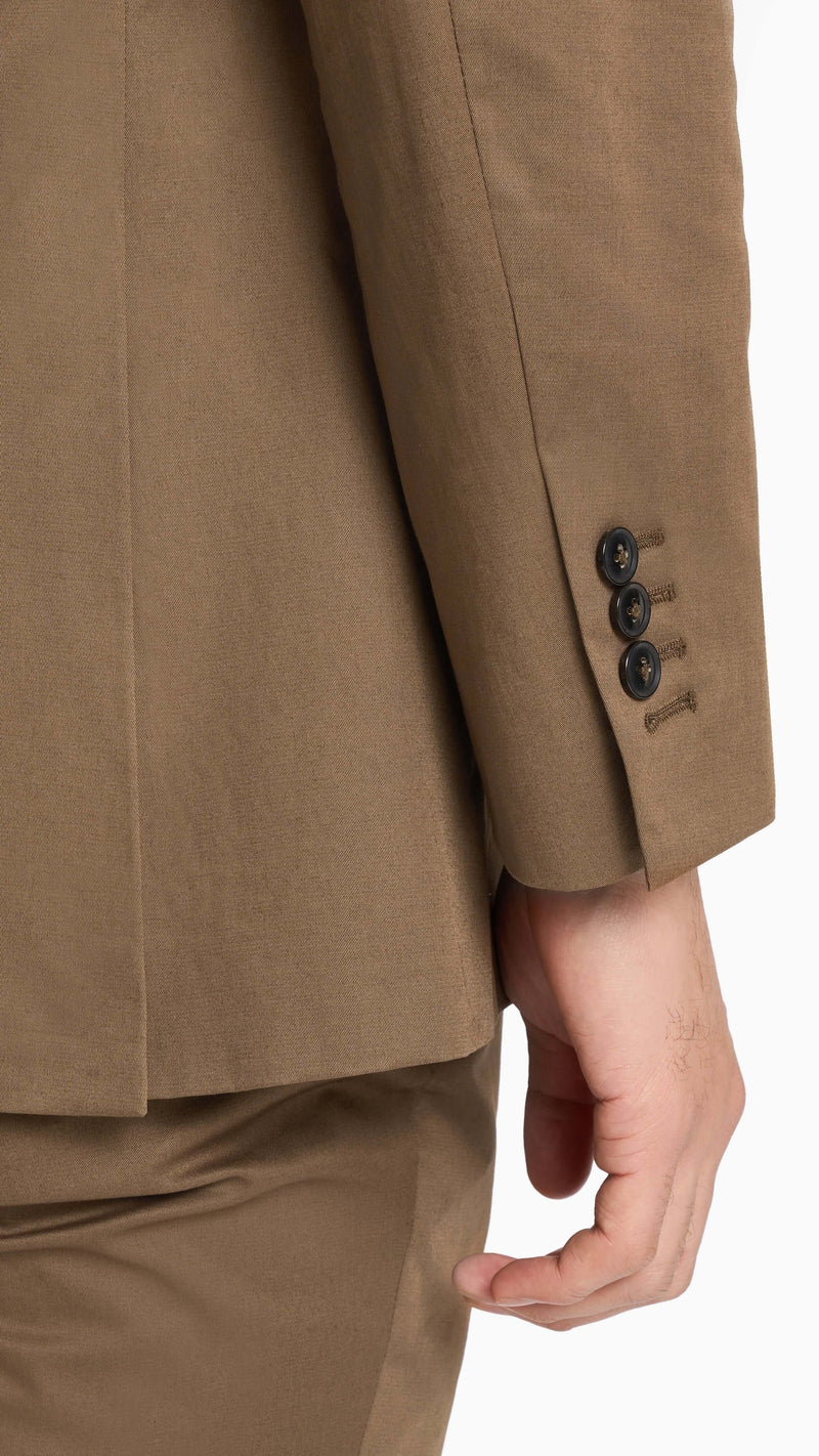 Holland & Sherry Dark Tan Twill Cotton Custom Suit