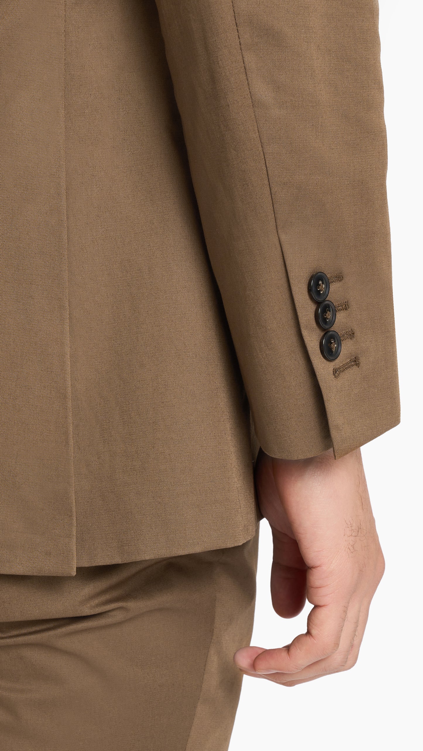 Holland & Sherry Dark Tan Twill Cotton Custom Suit