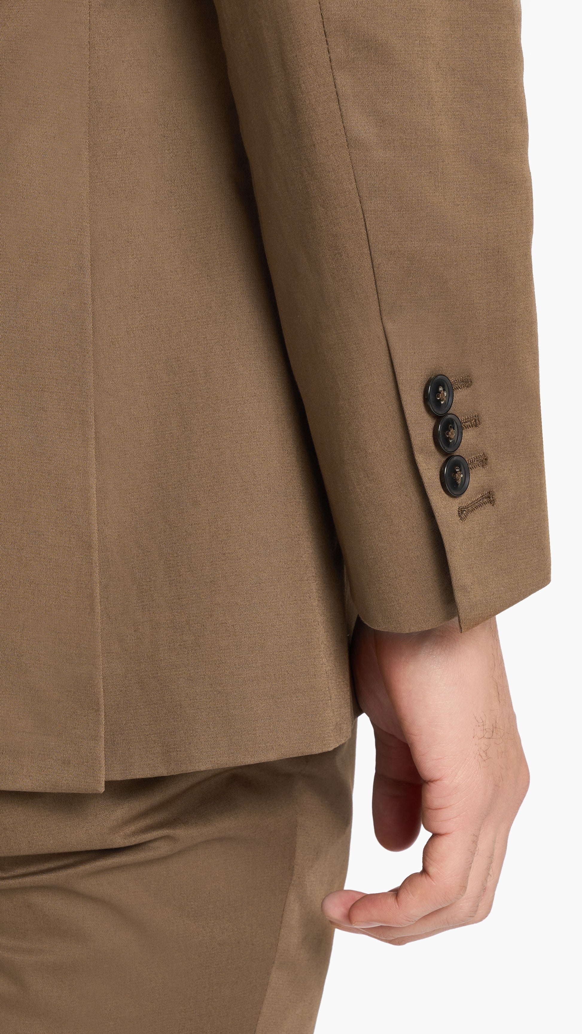 Holland & Sherry Dark Tan Twill Cotton Custom Suit