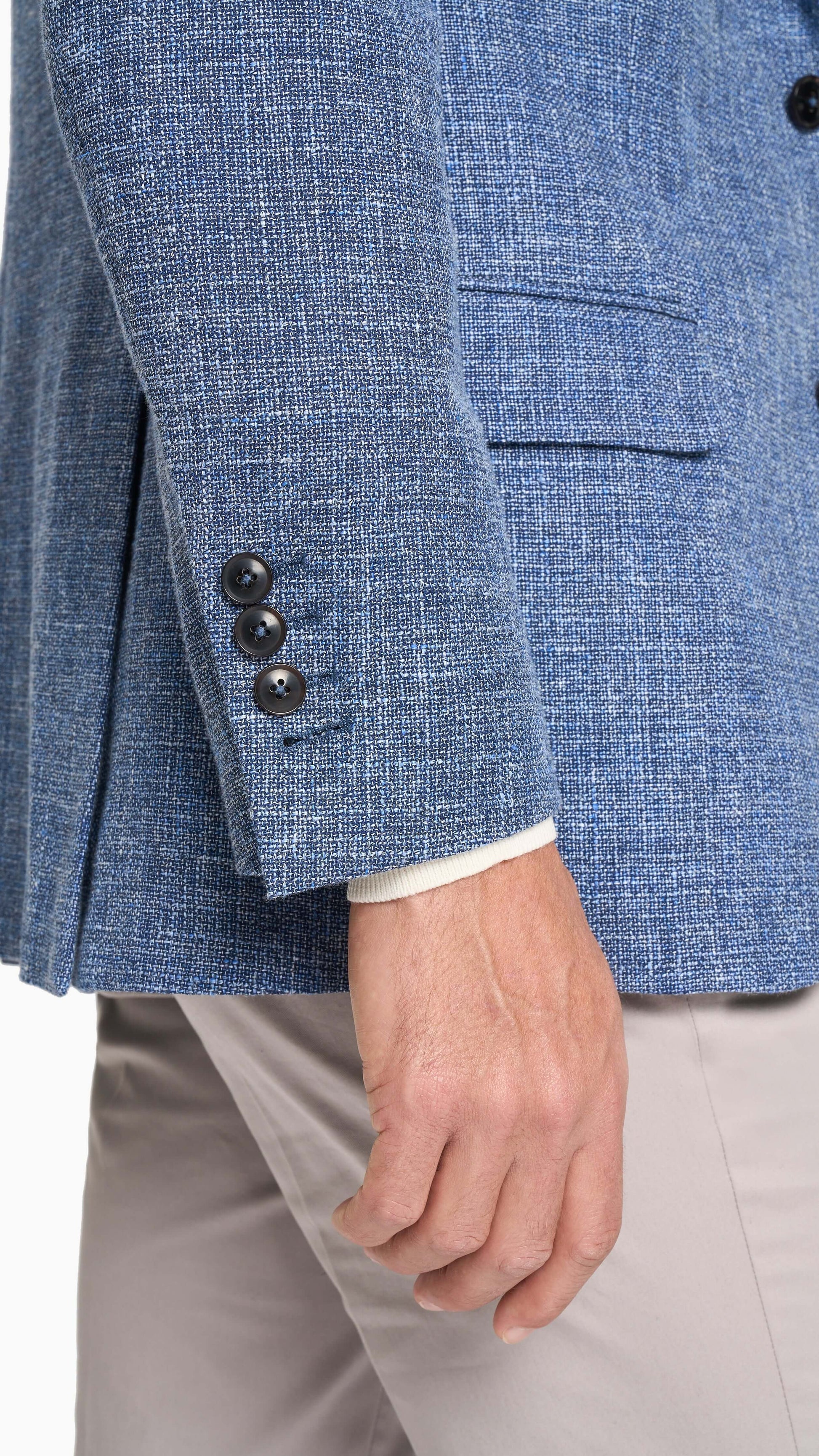 Scabal Steel Blue Hopsack Custom Jacket