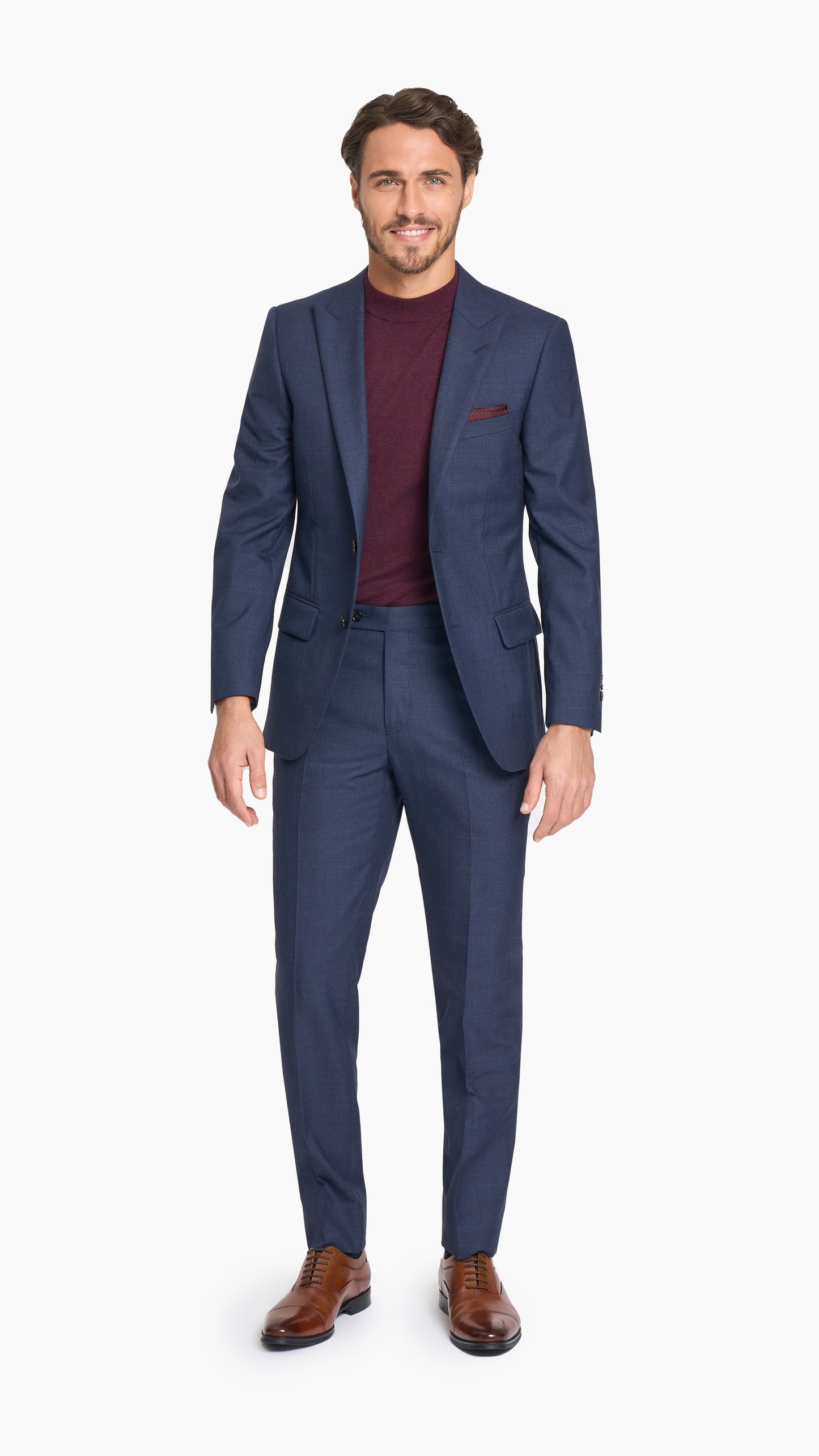 Scabal Navy Blue Plain Weave Custom Suit