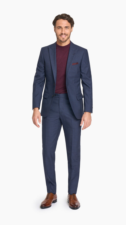 Scabal Navy Blue Plain Weave Custom Suit