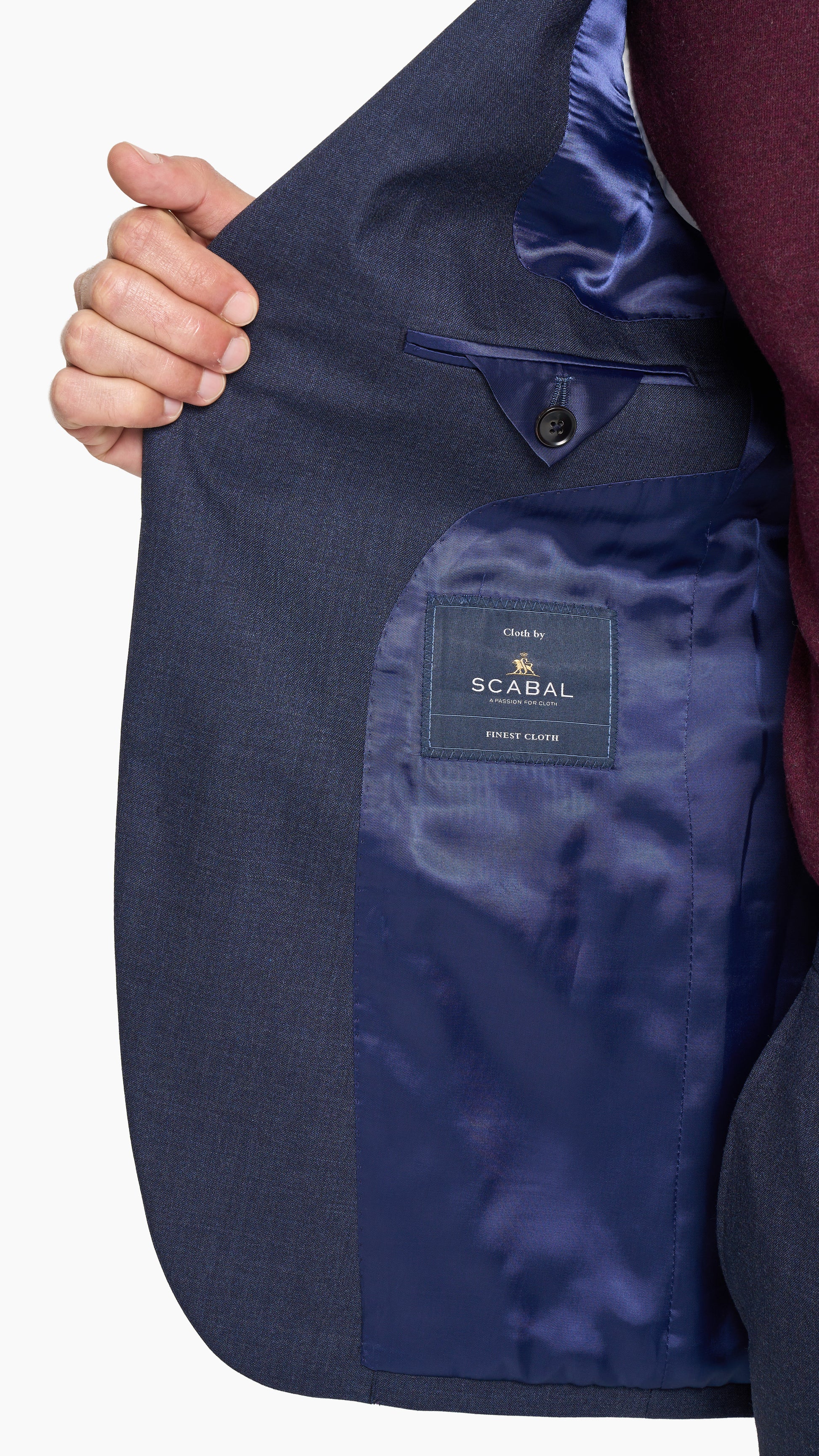 Scabal Navy Blue Plain Weave Custom Suit