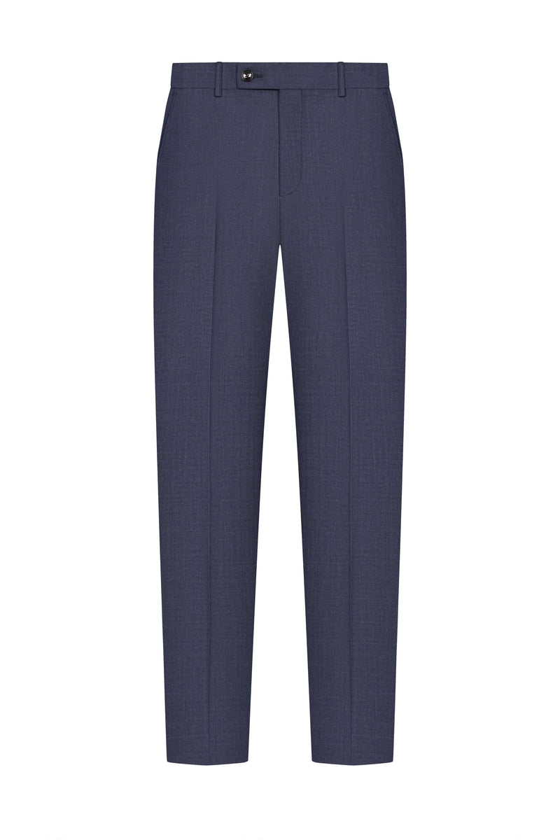 Scabal Navy Blue Plain Weave Custom Suit