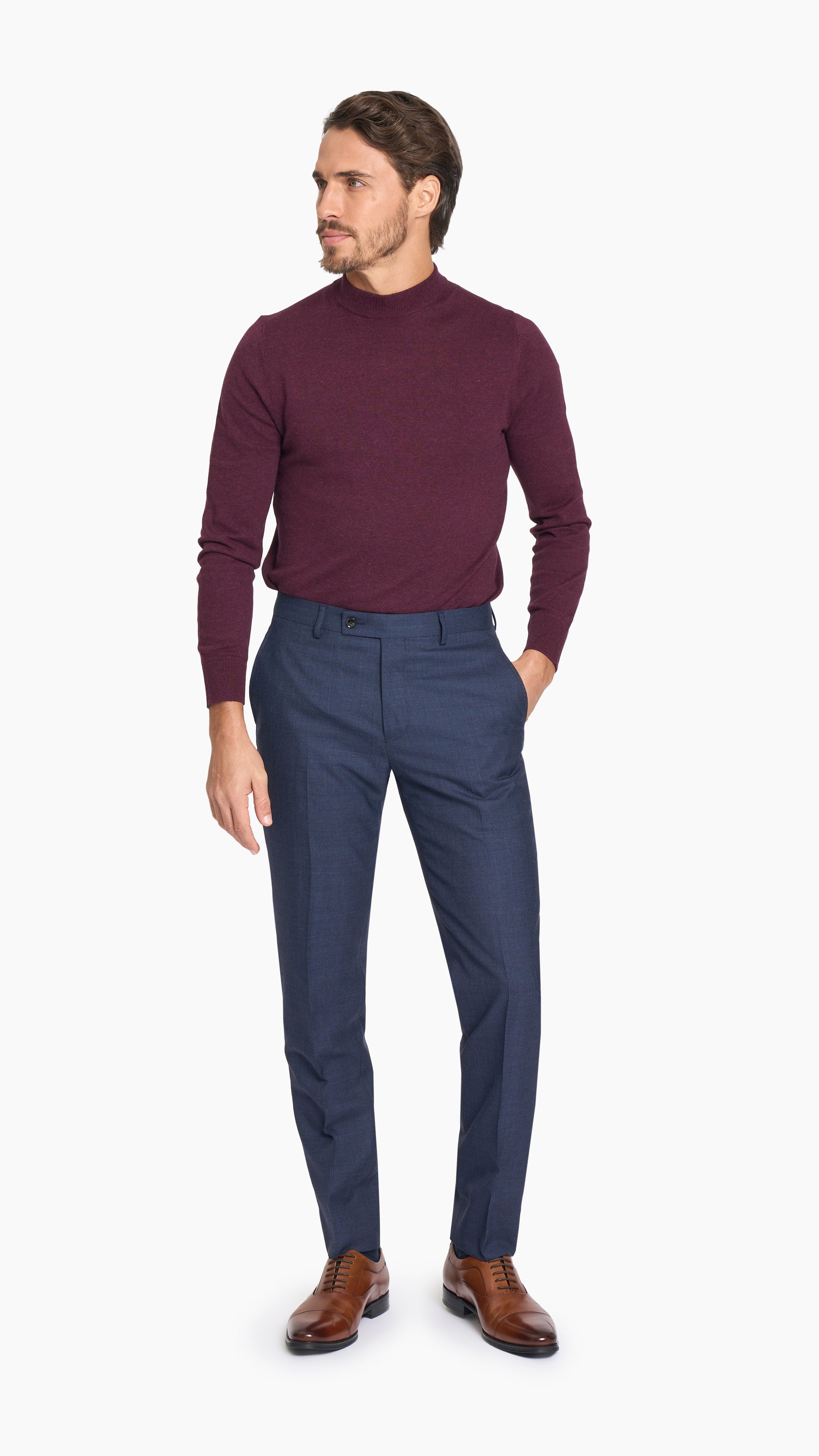 Scabal Navy Blue Plain Weave Custom Trouser