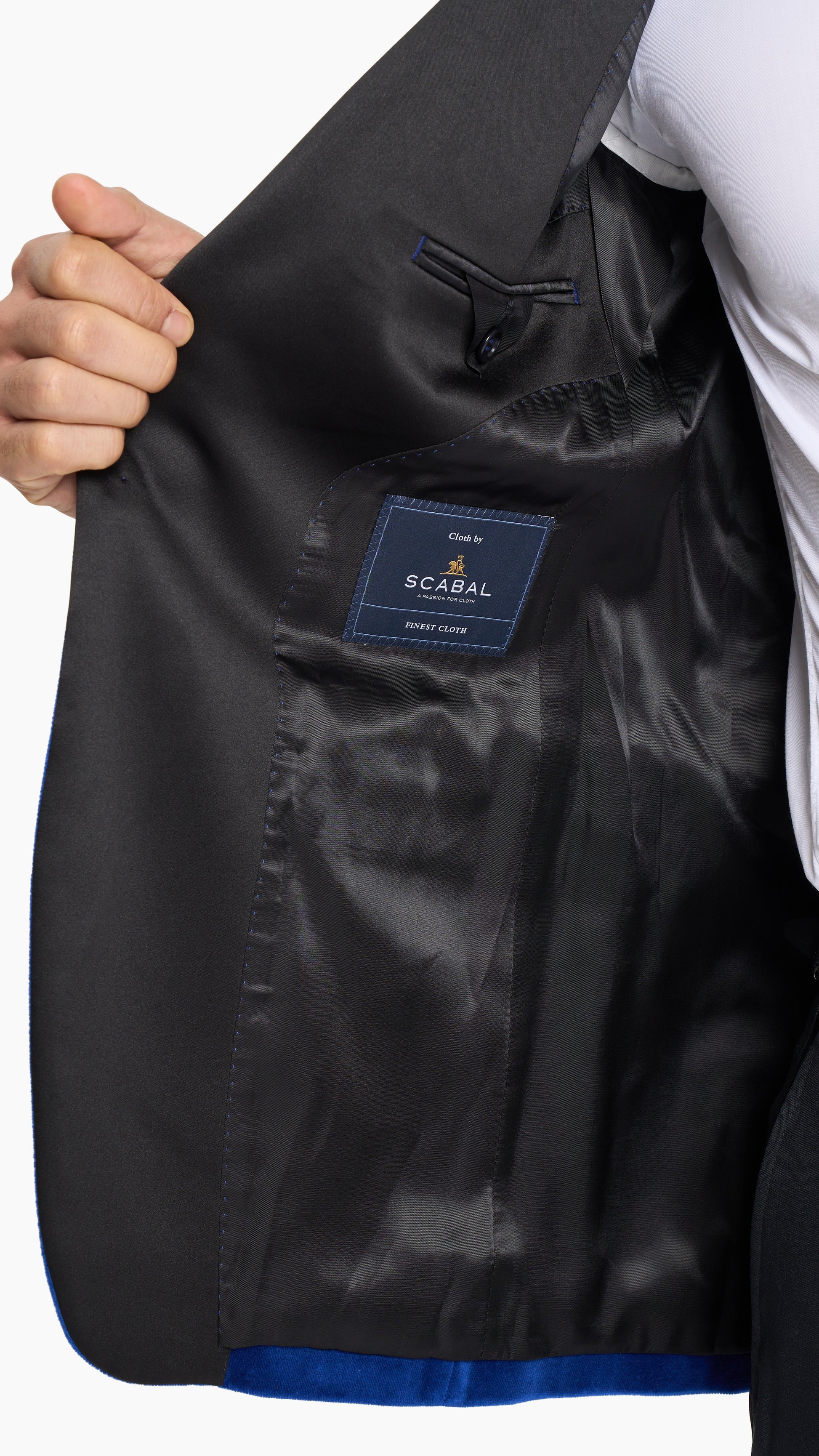 Scabal Saphire Blue Velvet Tuxedo Jacket