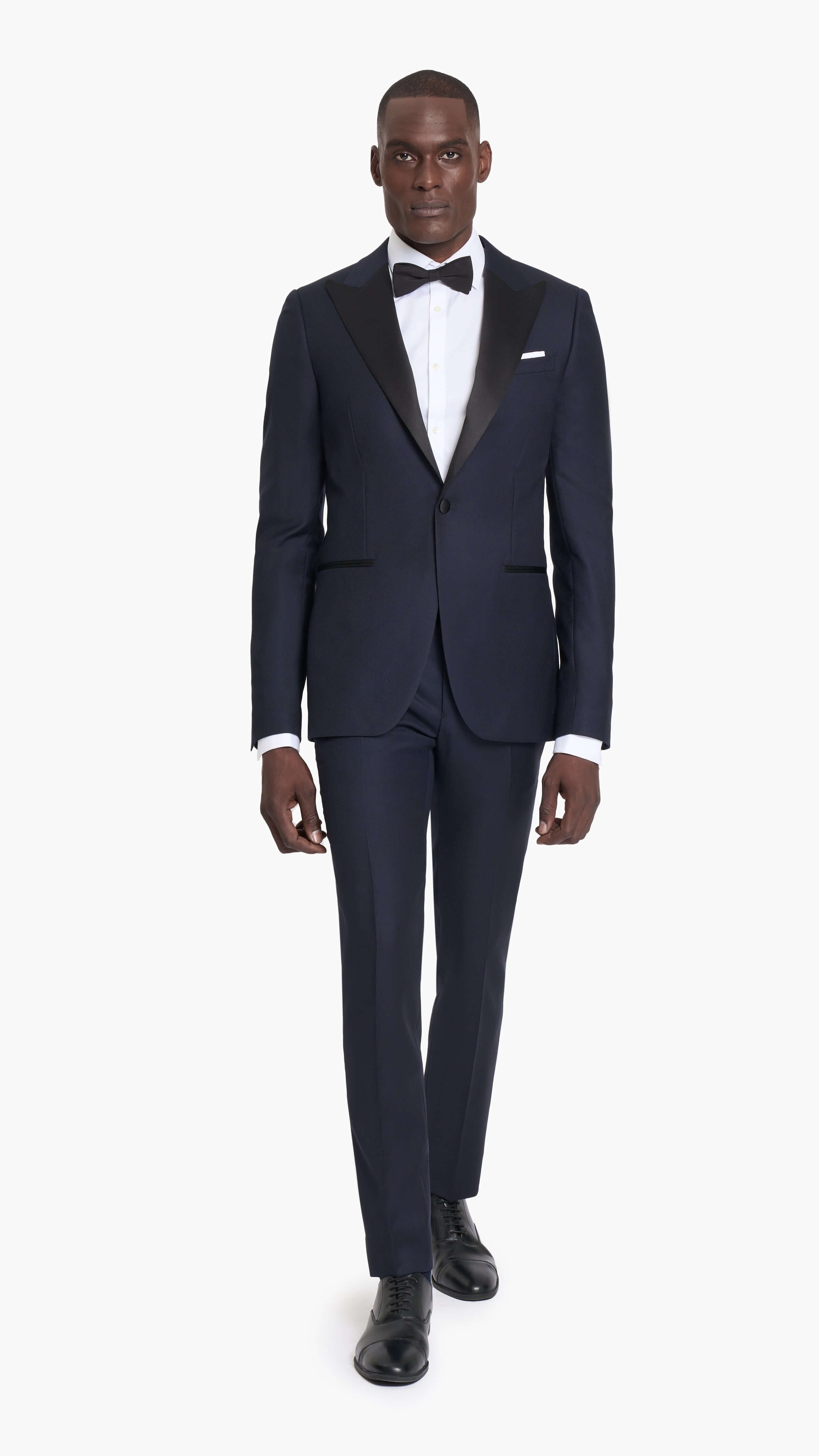 Scabal Suits Scabal Midnight Blue Jacquard Custom Tuxedo Suit - Edit Suits Co.