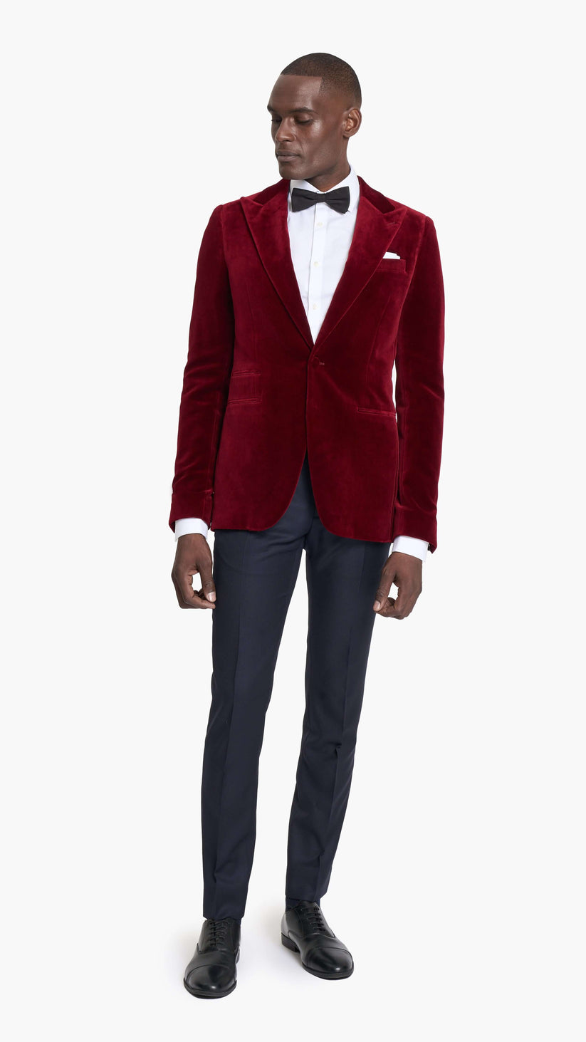 Cherry Velvet Custom Tuxedo Jacket - Edit Suits Co.