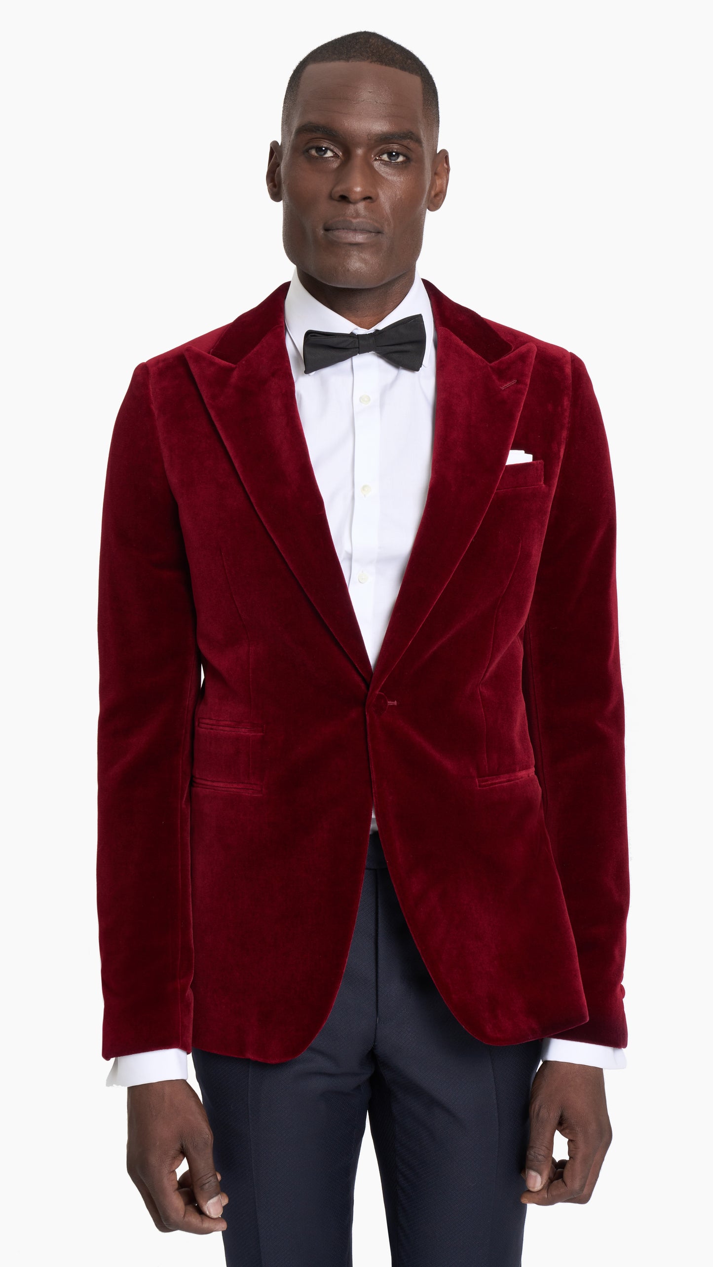 Cherry Velvet Tuxedo Jacket