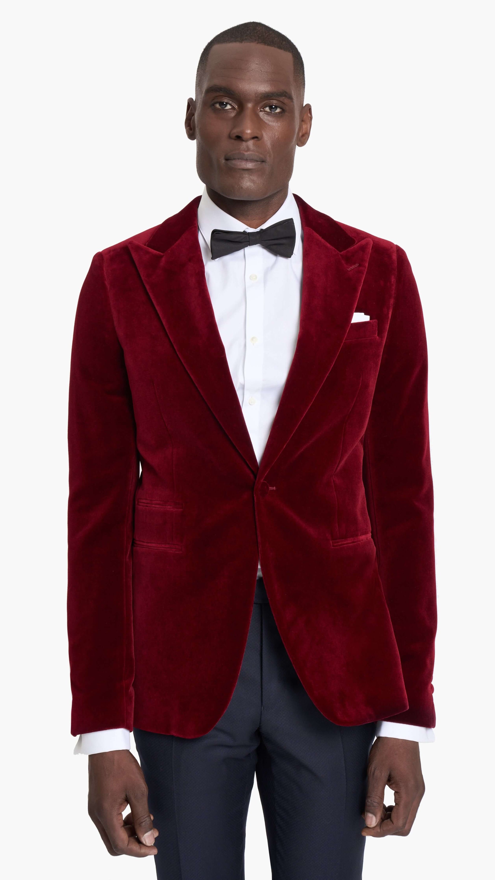 Cherry Velvet Custom Tuxedo Jacket - Edit Suits Co.