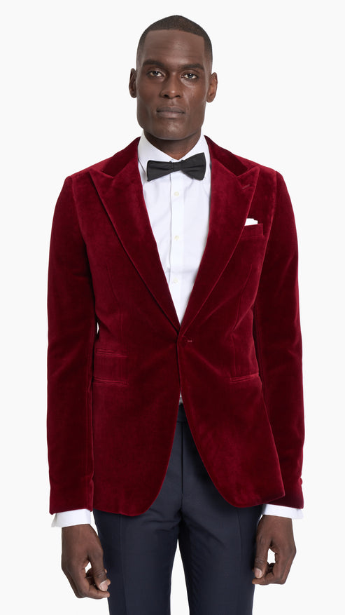 Cherry Velvet Tuxedo Jacket