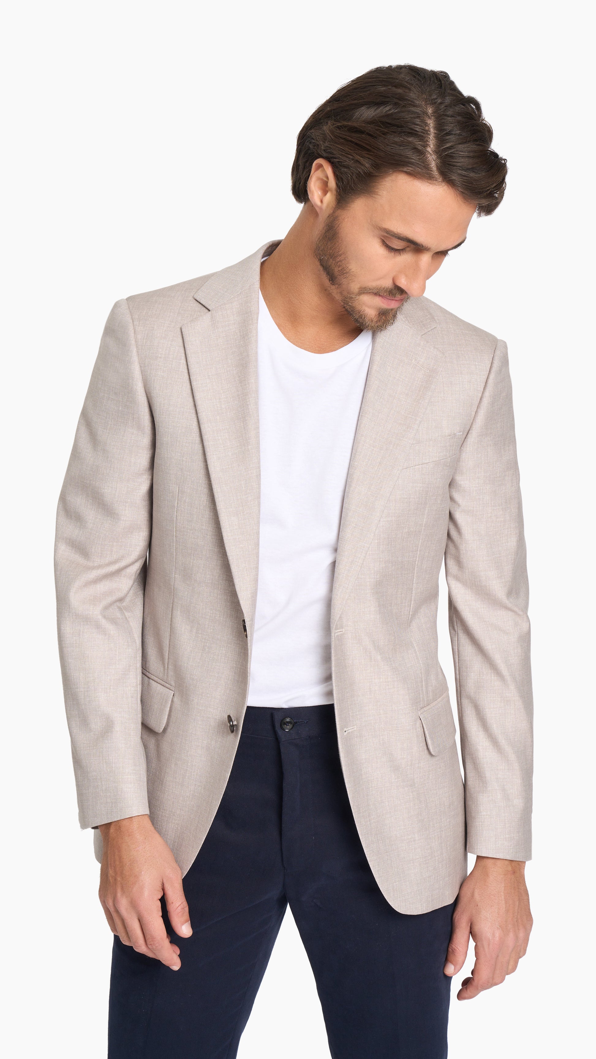 Dormeuil Beige Sharkskin Custom Jacket