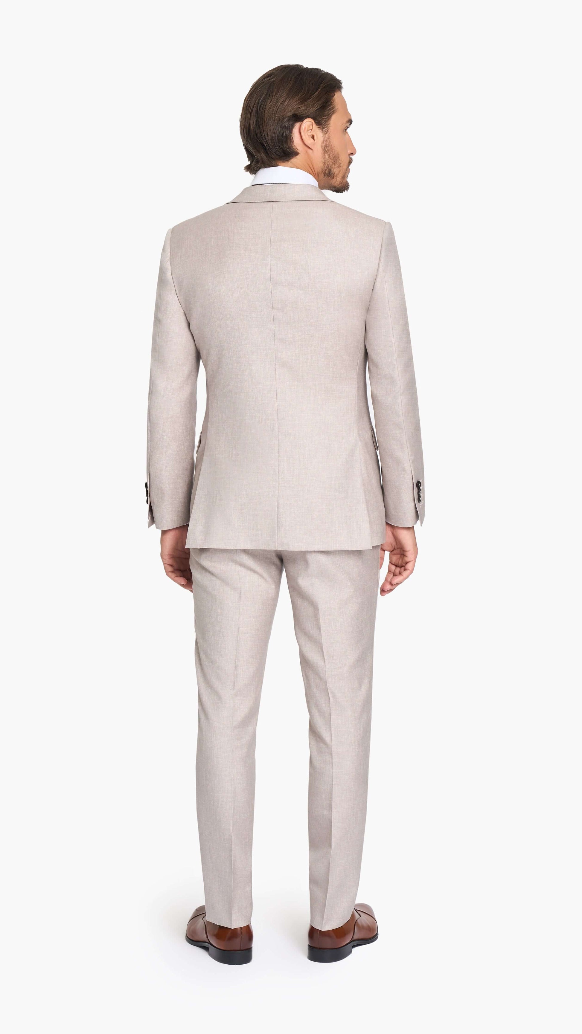 Dormeuil Beige Sharkskin Custom Suit