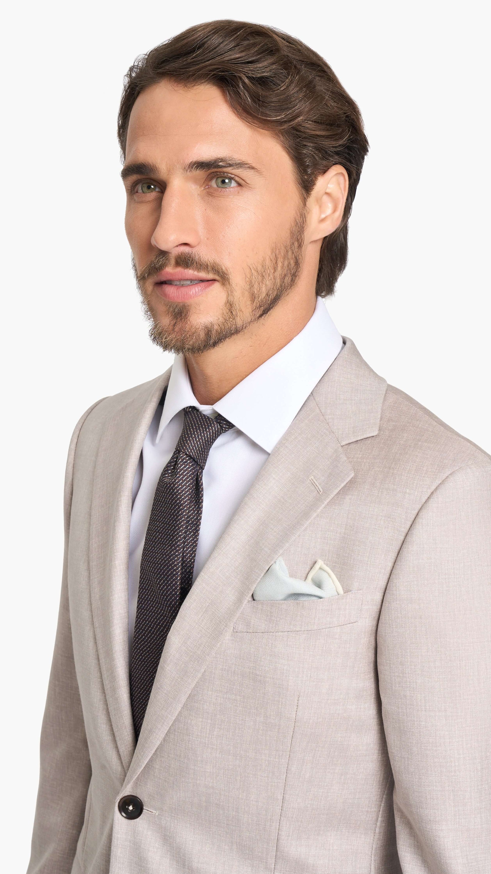 Dormeuil Beige Sharkskin Custom Suit