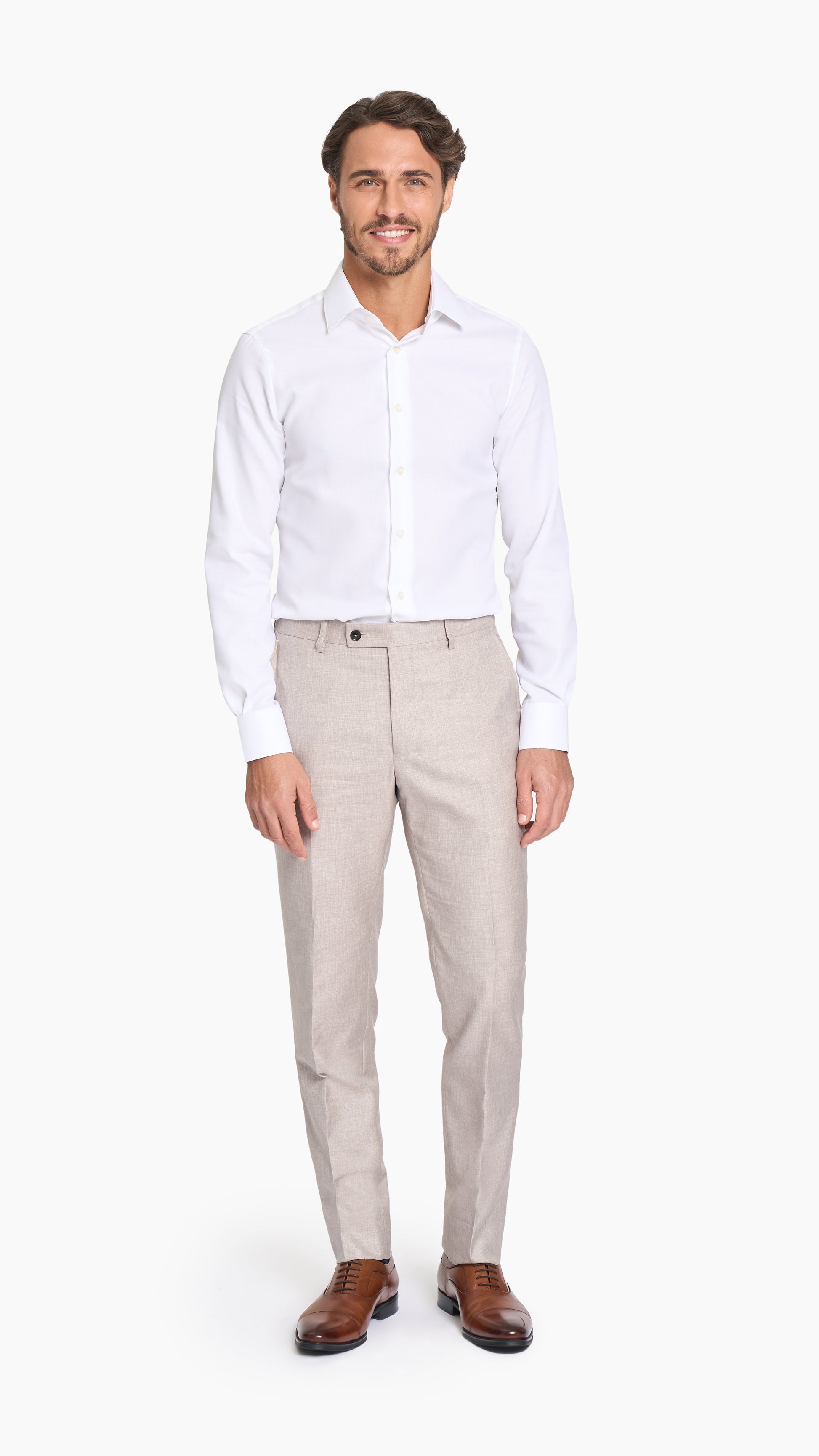 Beige Sharkskin Trouser