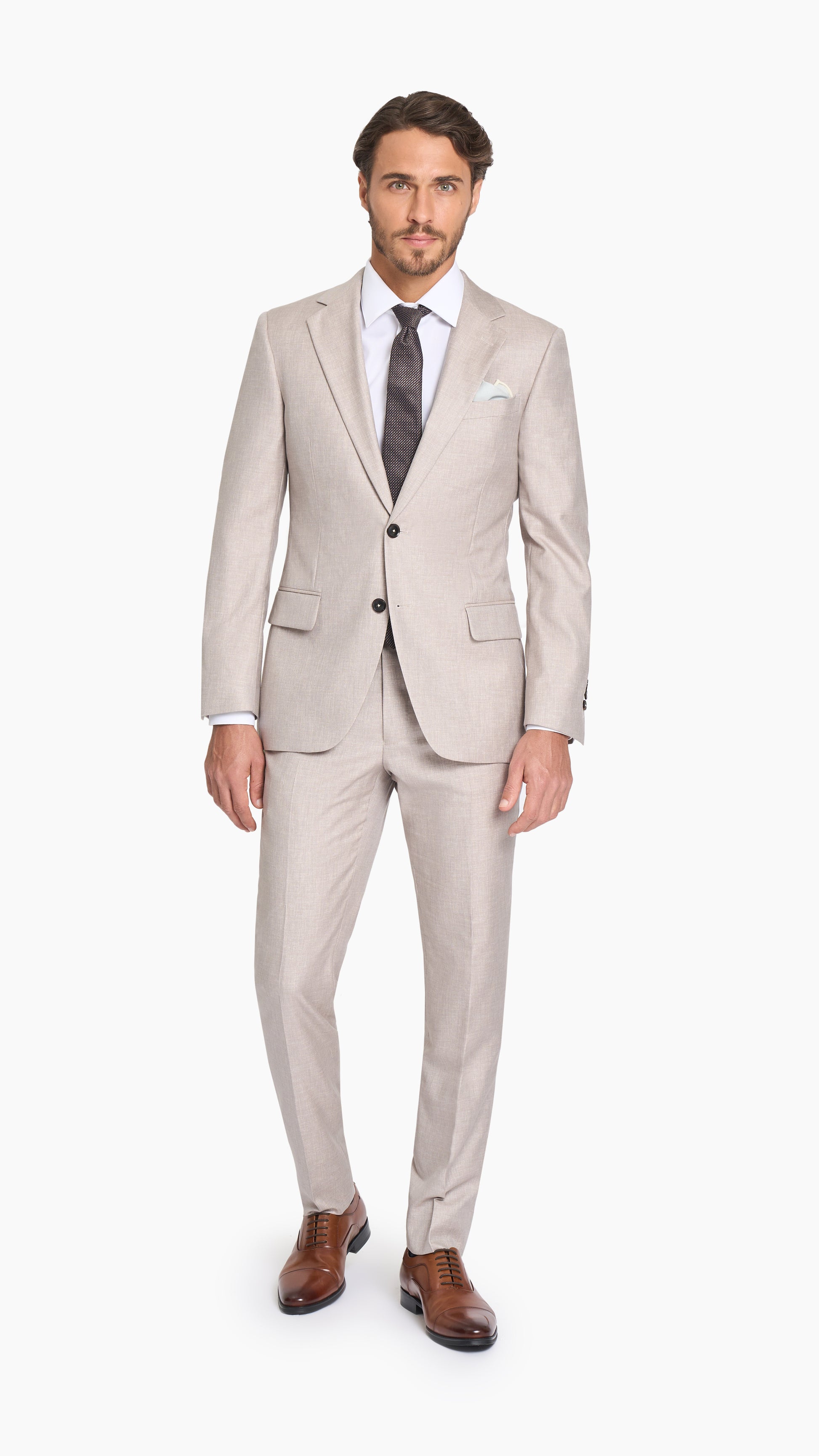Beige Sharkskin Trouser