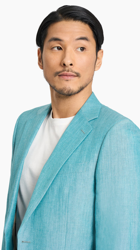 Teal Plain Weave Jacket
