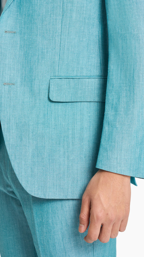 Teal Plain Weave Jacket