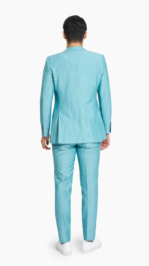 Teal Plain Weave Suit