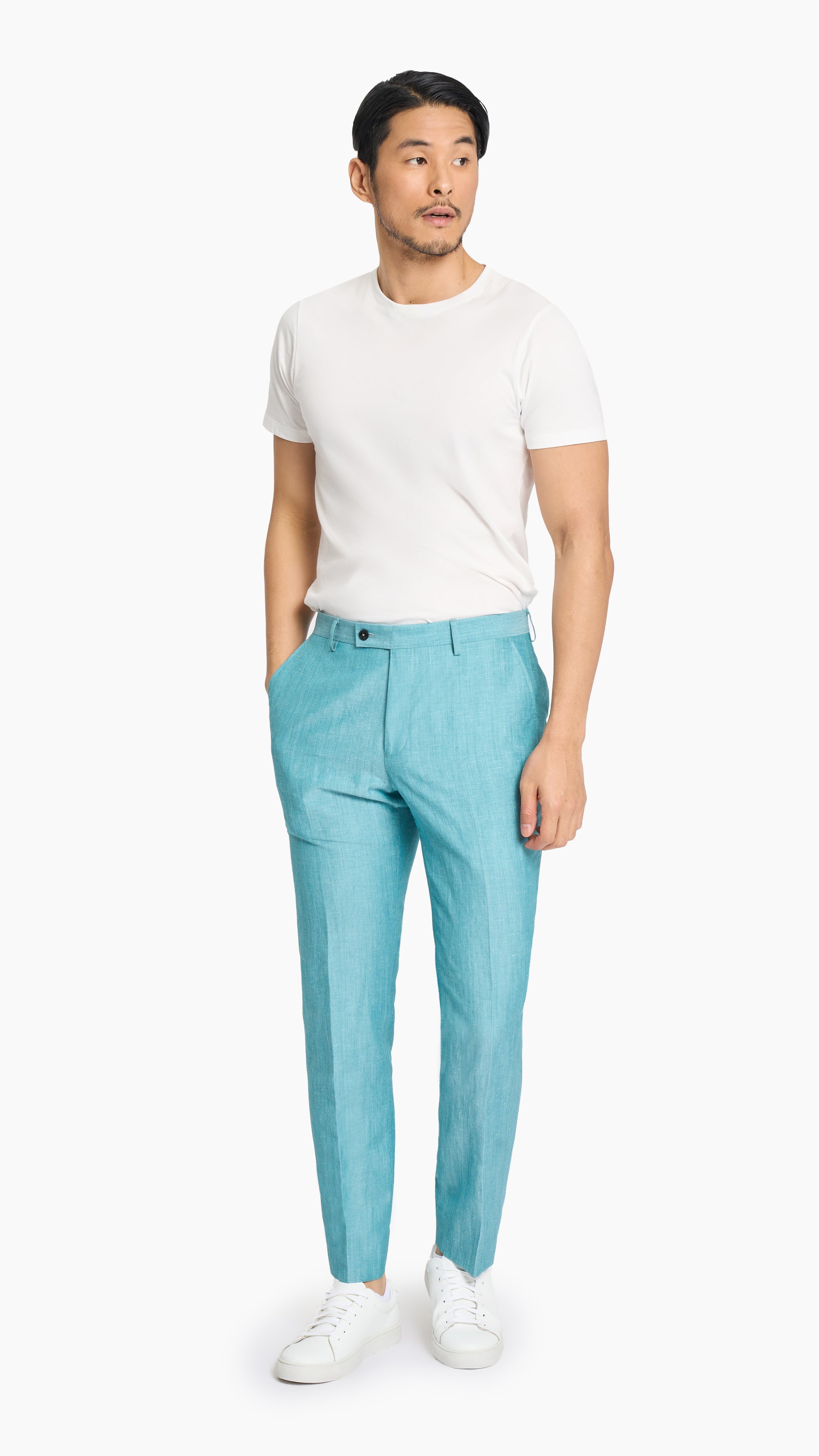 Teal Plain Weave Trouser