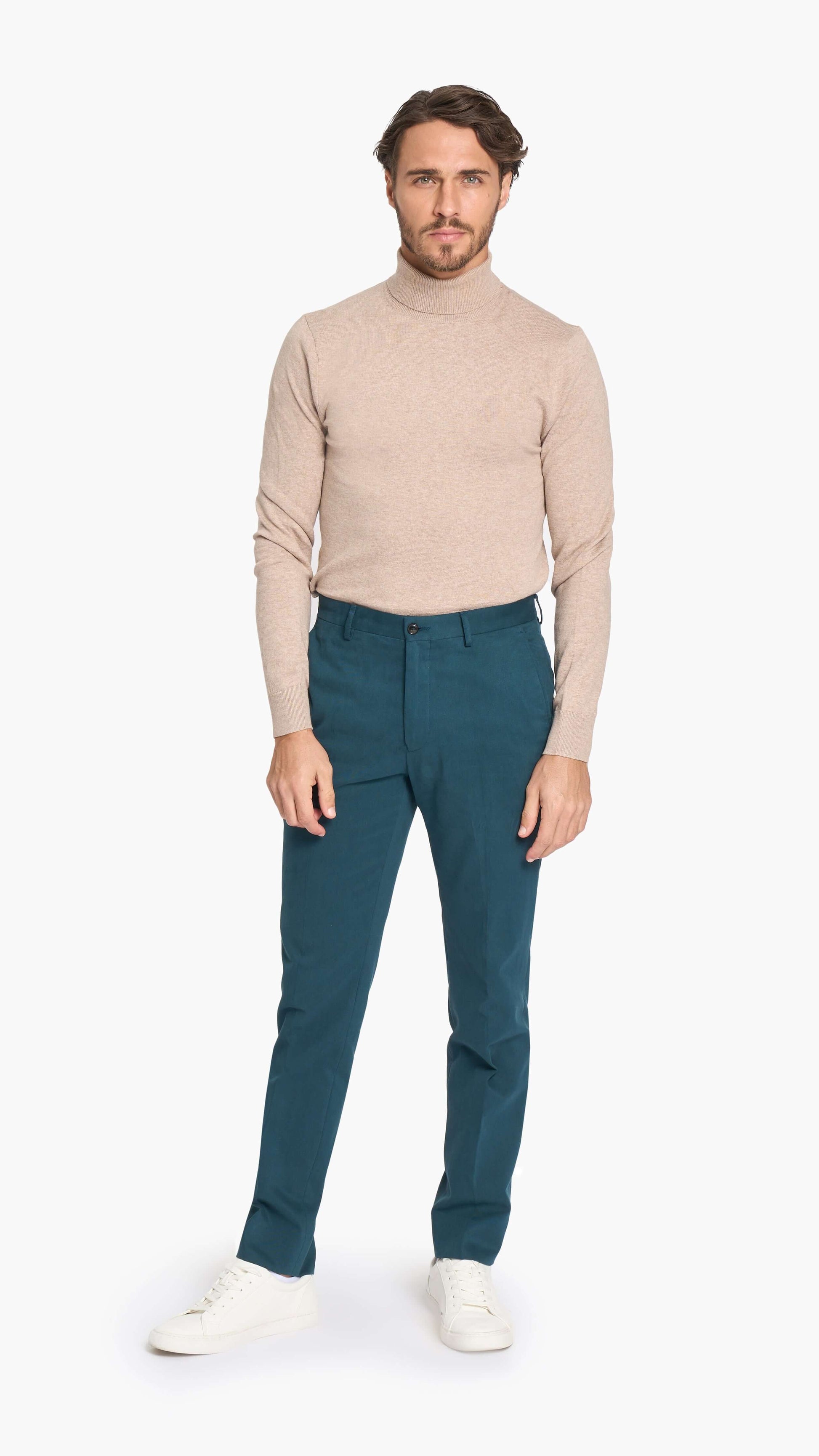 Tessuti di Sondrio Green Brushed Cotton Chino